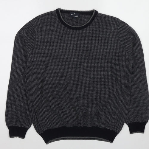 Marks and Spencer Mens Grey Crew Neck Wool Pullover Jumper Size M Long Sleeve
