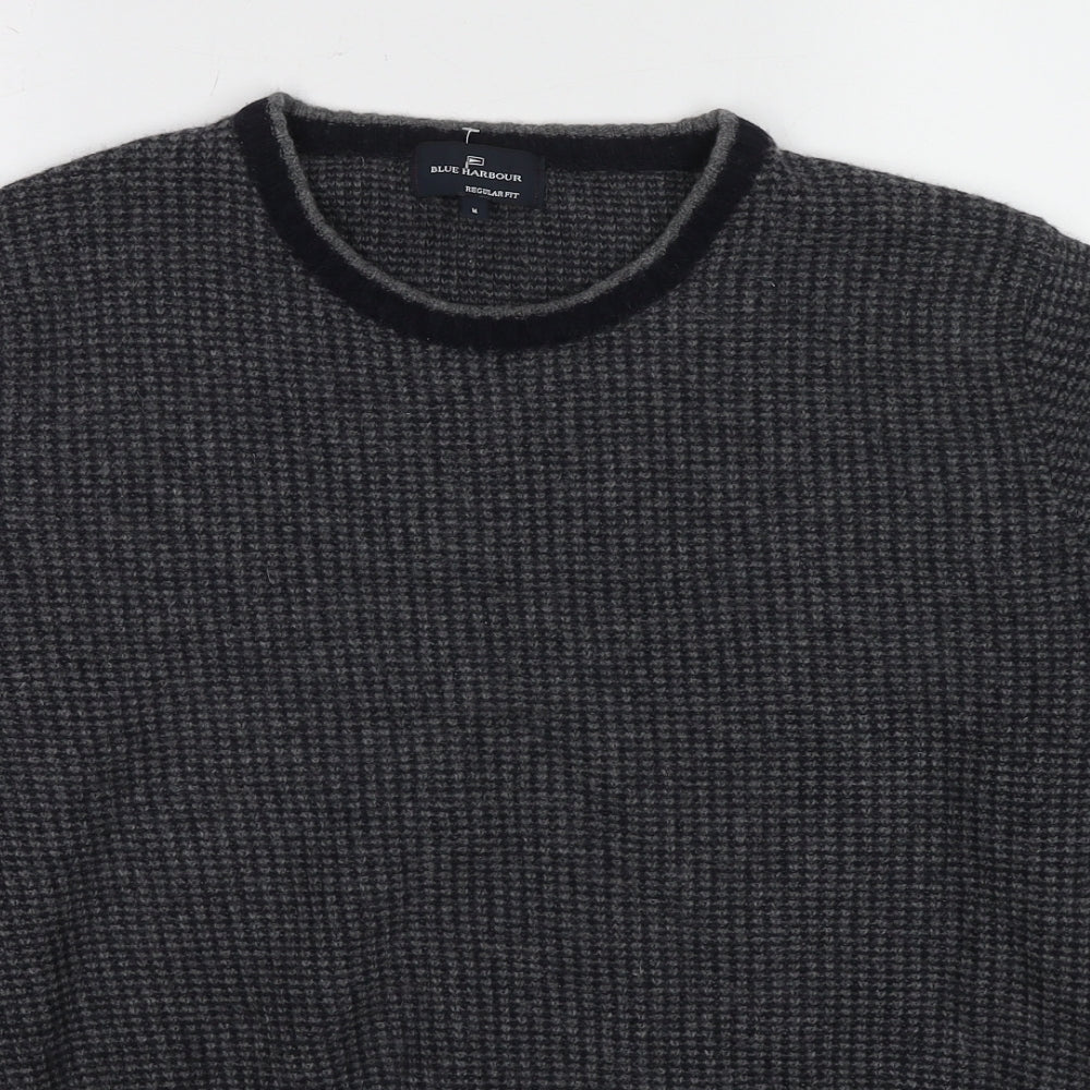 Marks and Spencer Mens Grey Crew Neck Wool Pullover Jumper Size M Long Sleeve