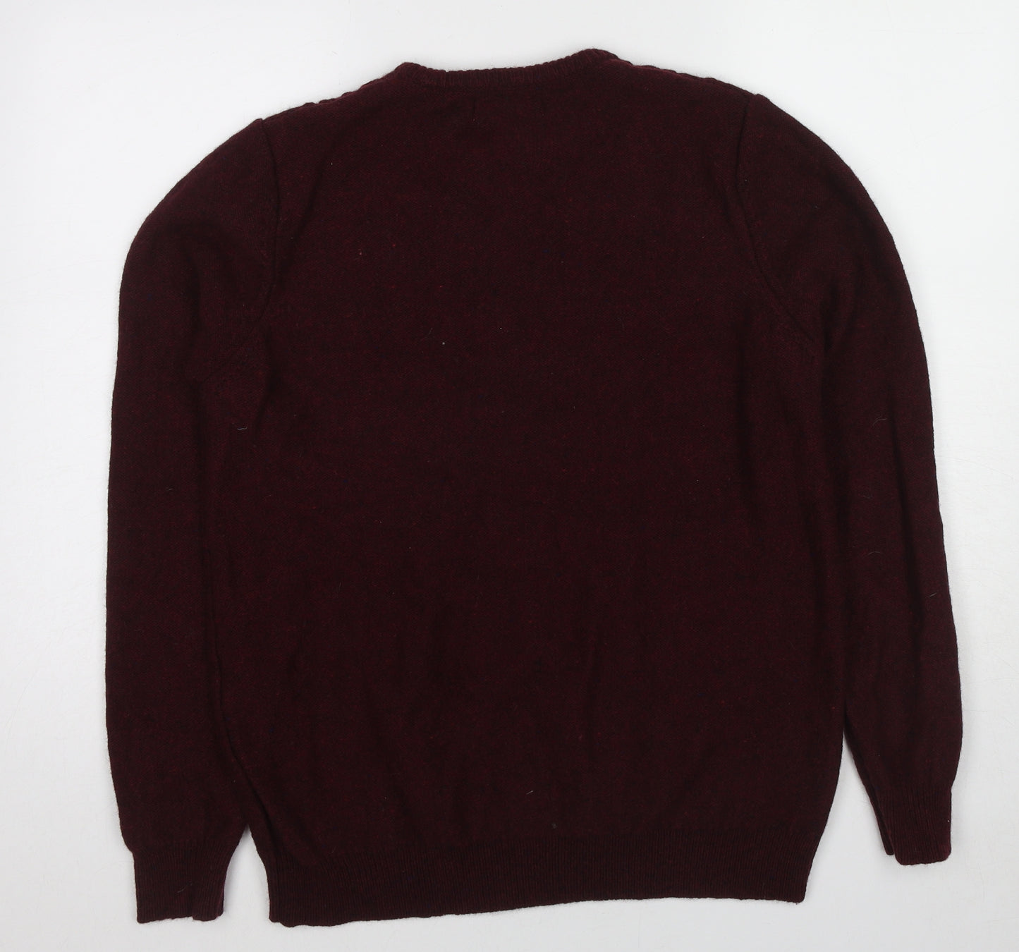 John Lewis Mens Red Crew Neck Wool Pullover Jumper Size M Long Sleeve