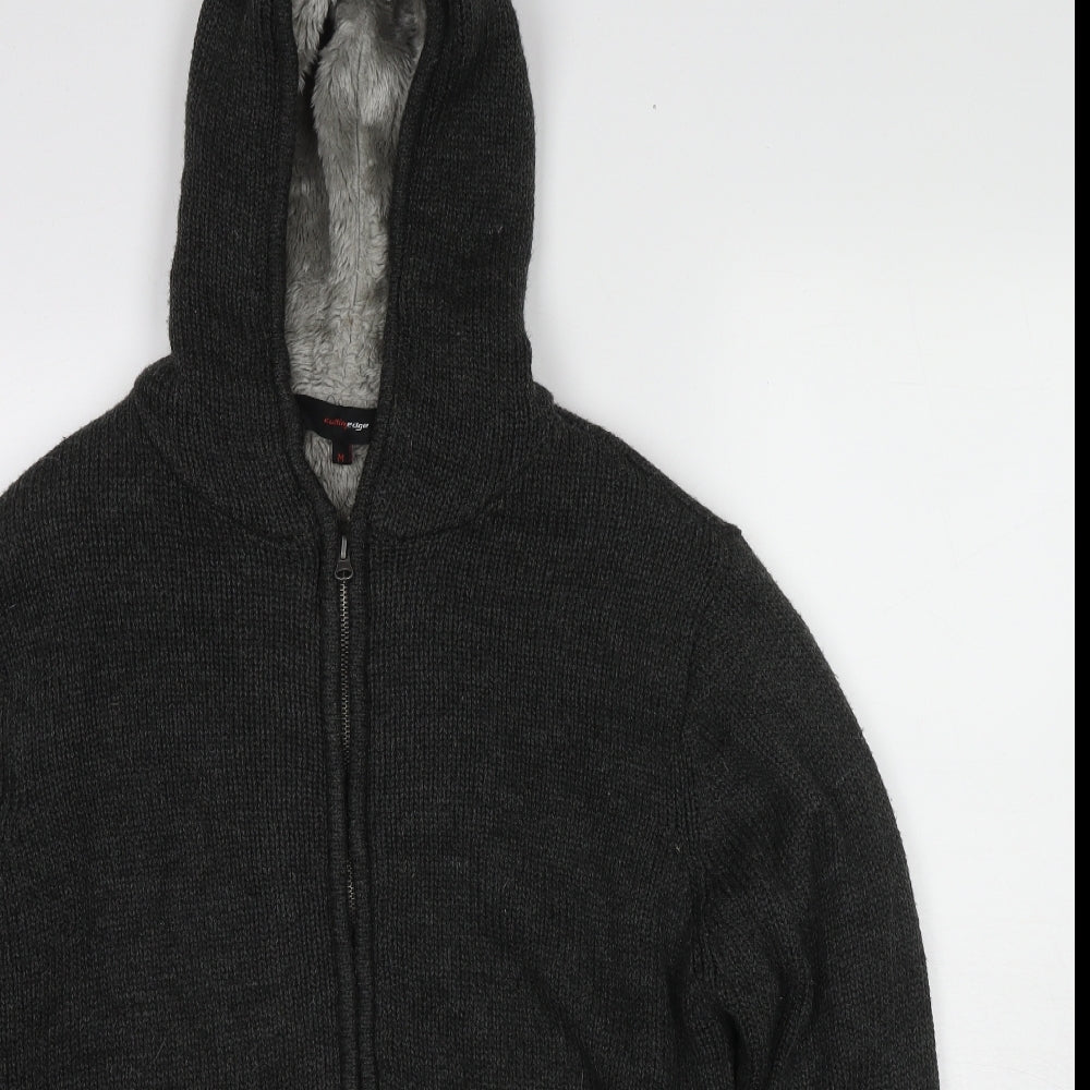 Cutting Edge Mens Grey Acrylic Full Zip Hoodie Size M