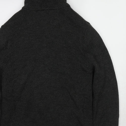Cutting Edge Mens Grey Acrylic Full Zip Hoodie Size M