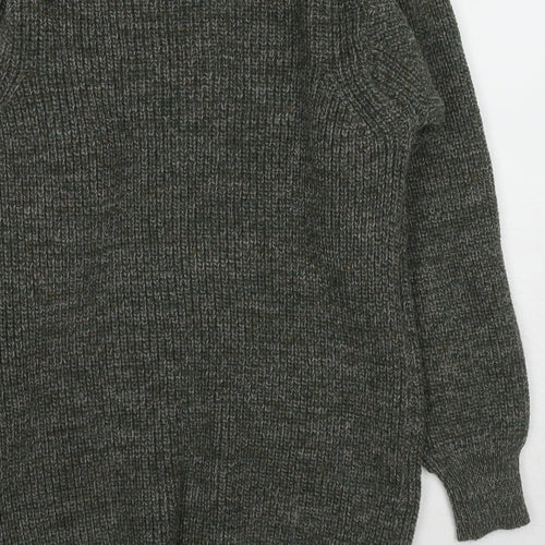 Barbour Mens Green High Neck Wool Pullover Jumper Size S Long Sleeve