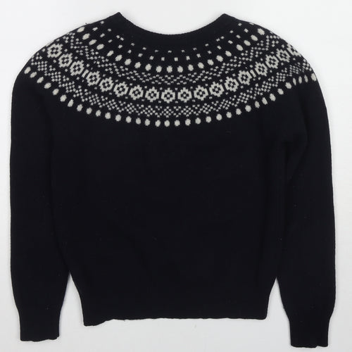 Jack Wills Womens Blue Round Neck Fair Isle Wool Pullover Jumper Size 12