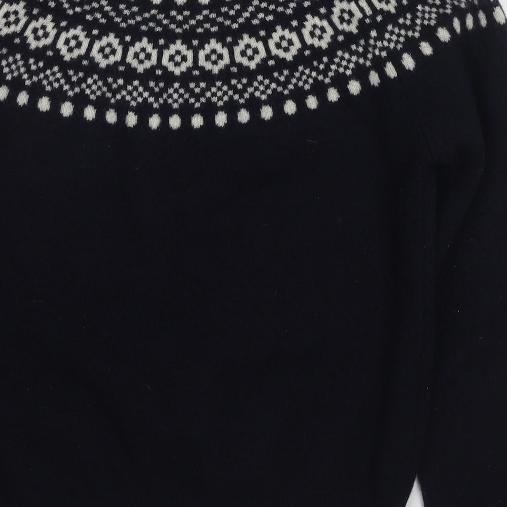 Jack Wills Womens Blue Round Neck Fair Isle Wool Pullover Jumper Size 12