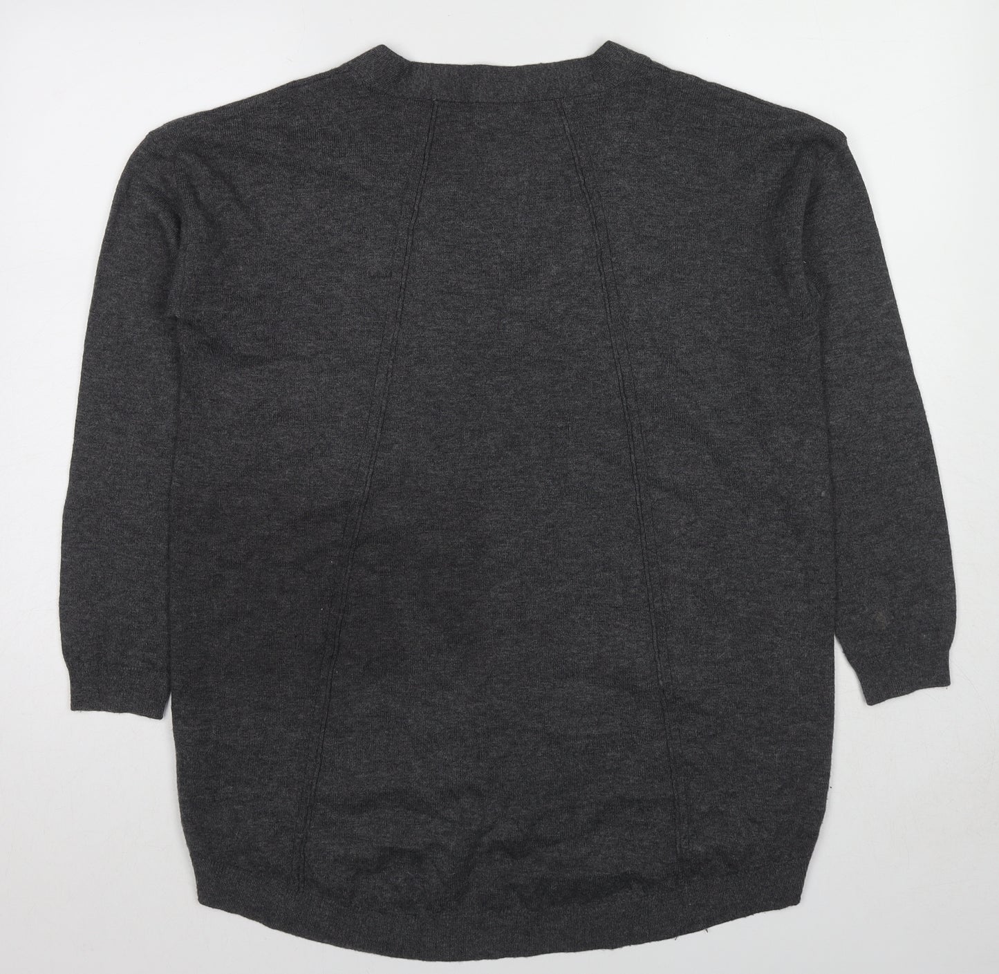 Fat Face Womens Grey V-Neck Wool Pullover Jumper Size 14