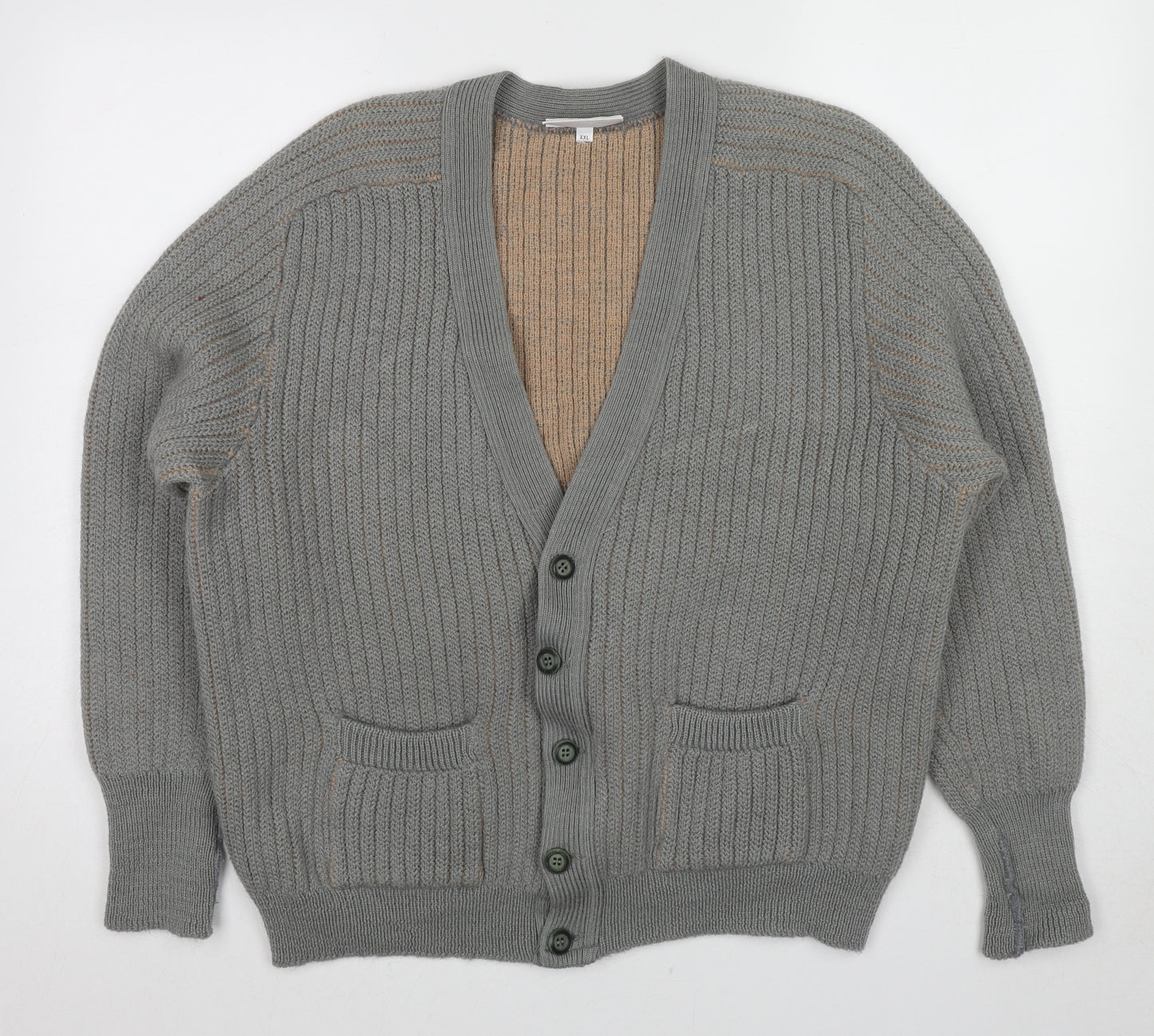 Kilspindie Womens Grey V-Neck Wool Cardigan Jumper Size 2XL