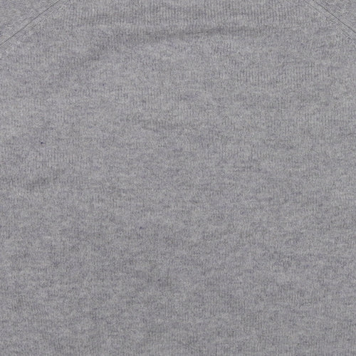 Woolovers Womens Grey Mock Neck Floral Wool Pullover Jumper Size XL