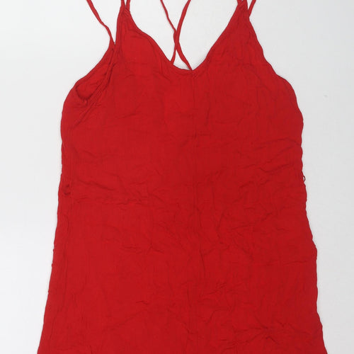 H&M Womens Red Viscose Playsuit One-Piece Size 8 L3 in Pullover
