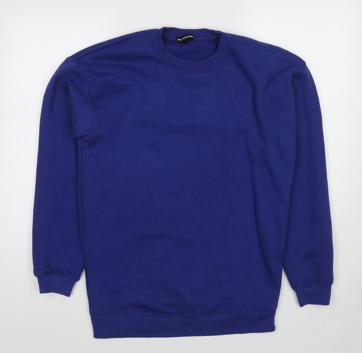 PRETTYLITTLETHING Womens Blue Cotton Pullover Sweatshirt Size S