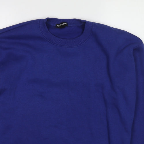 PRETTYLITTLETHING Womens Blue Cotton Pullover Sweatshirt Size S
