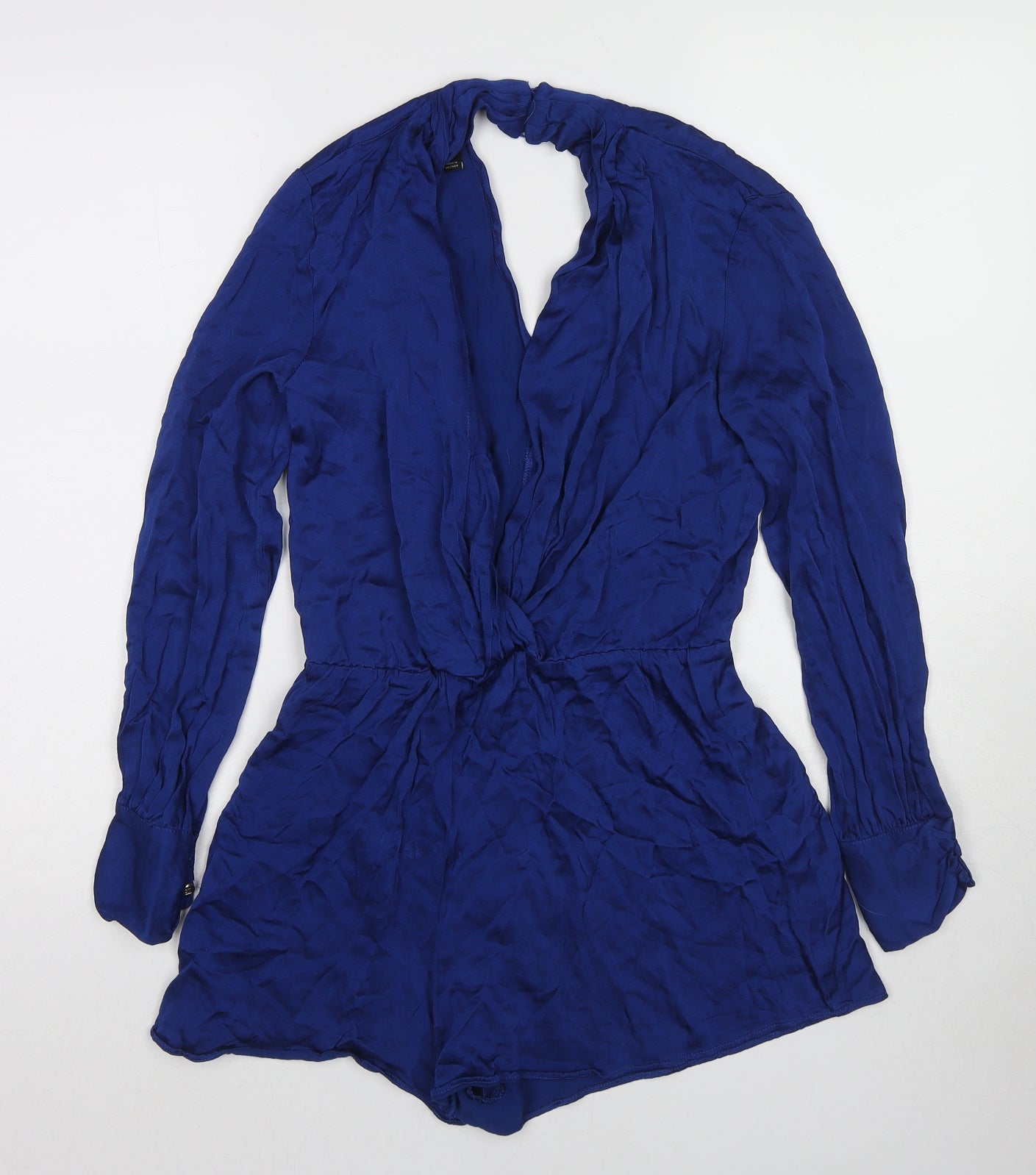 Mango Womens Blue Viscose Playsuit One-Piece Size S L3 in Button