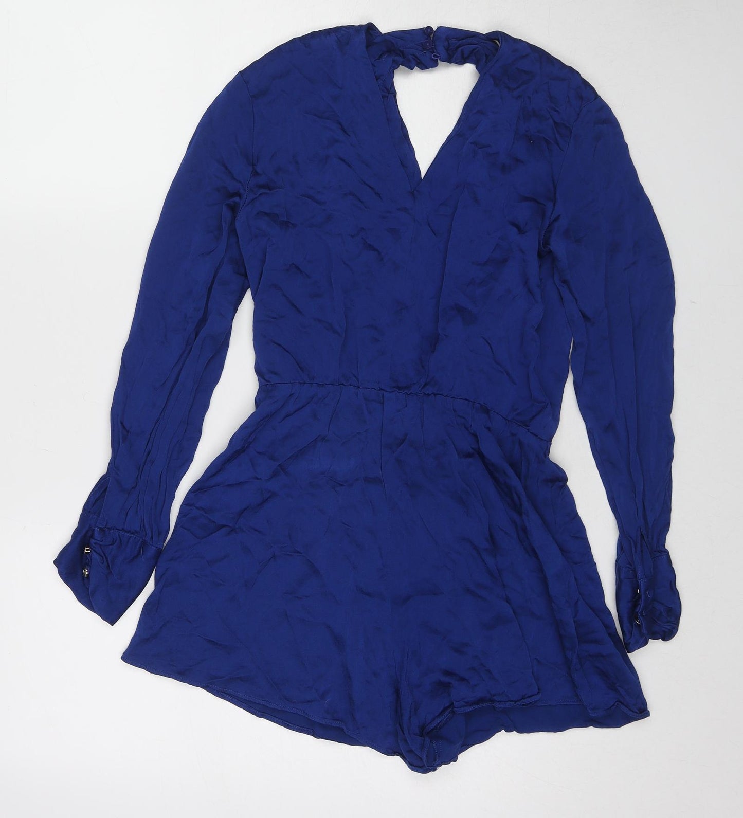 Mango Womens Blue Viscose Playsuit One-Piece Size S L3 in Button