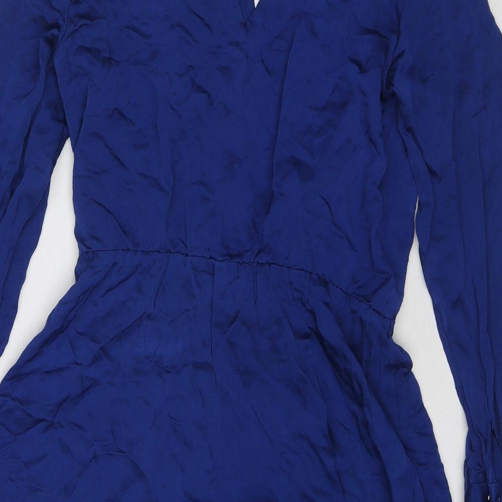 Mango Womens Blue Viscose Playsuit One-Piece Size S L3 in Button