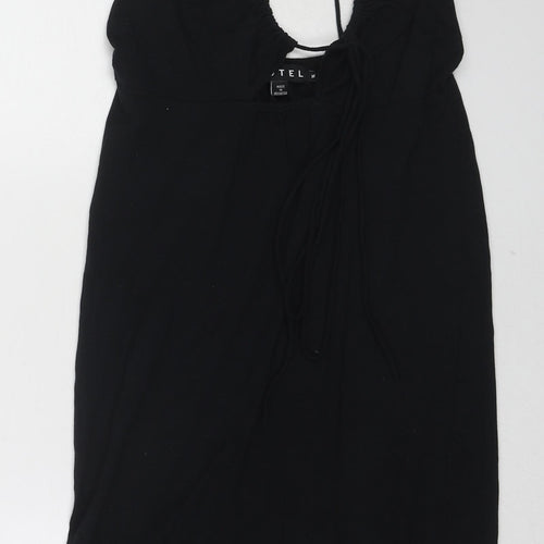 Motel Womens Black Polyester Slip Dress Size M Round Neck Tie