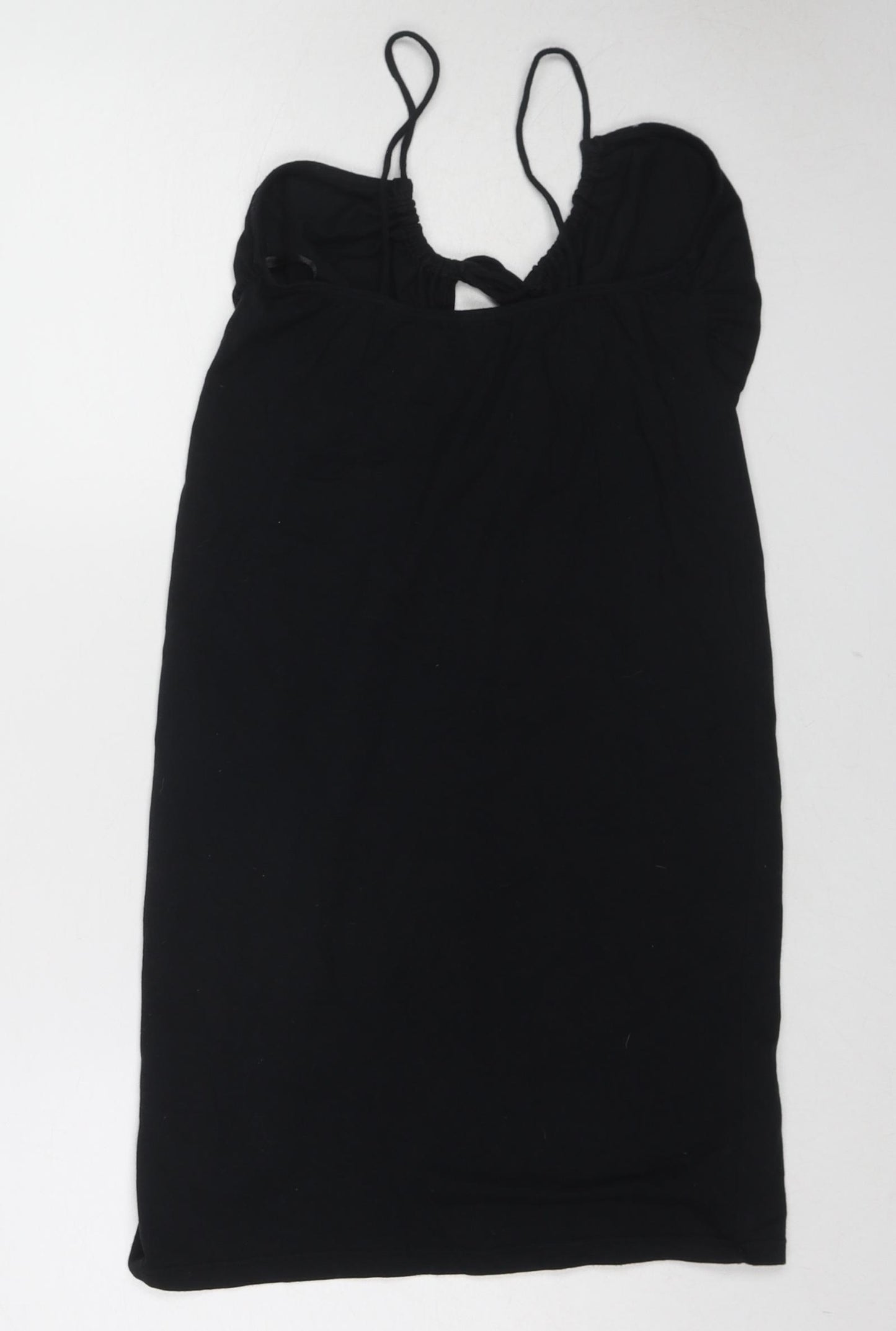 Motel Womens Black Polyester Slip Dress Size M Round Neck Tie