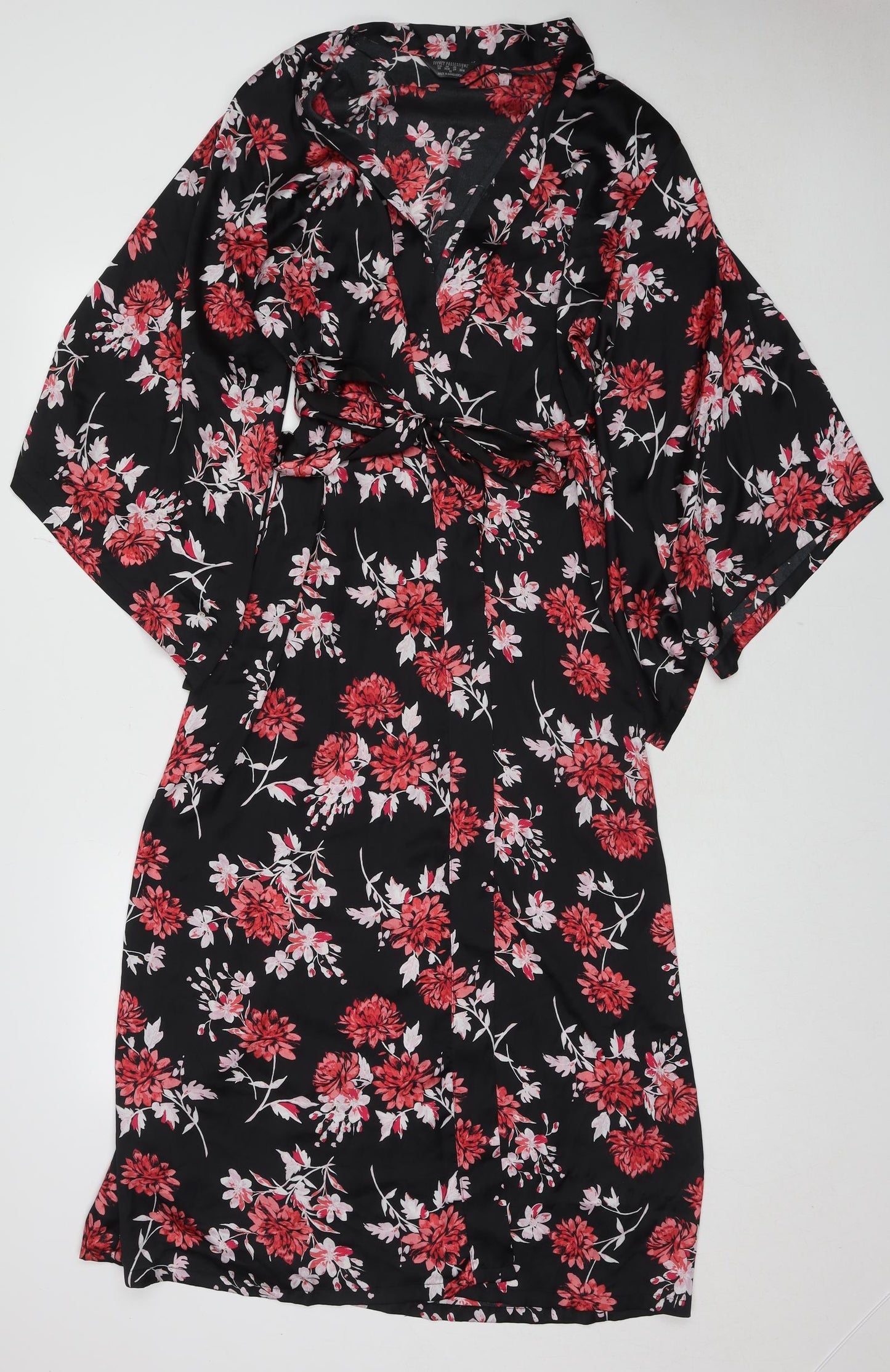 Secret Possessions Womens Multicoloured Floral Polyester Kimono Robe Size 6 Tie
