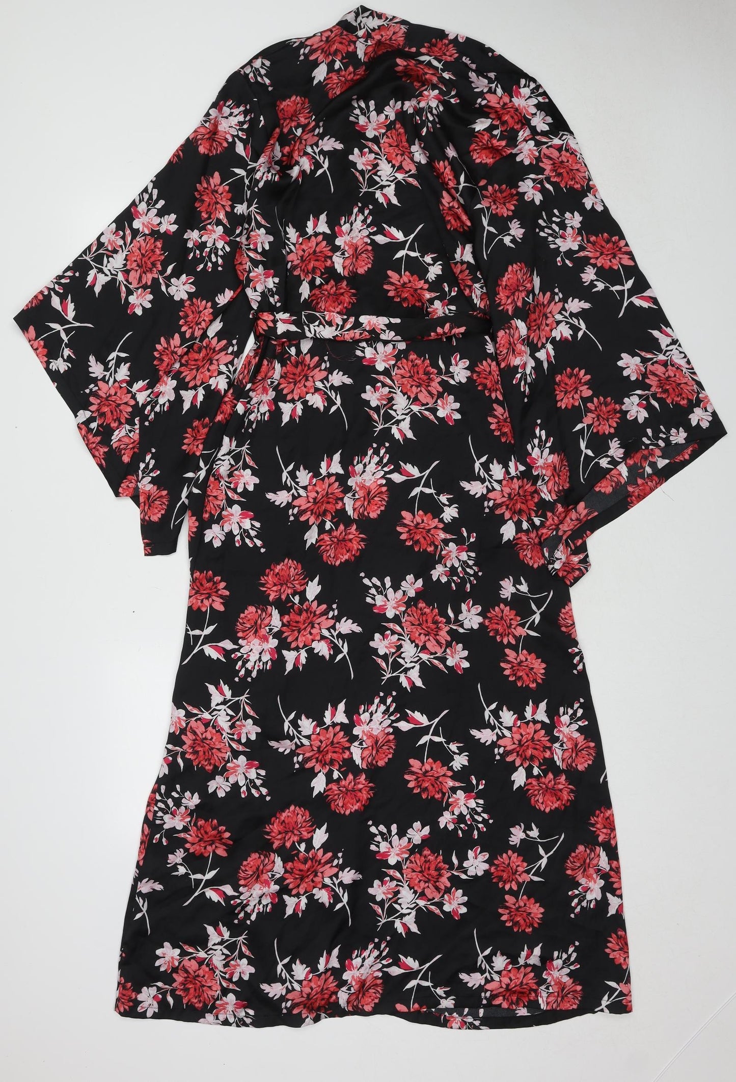 Secret Possessions Womens Multicoloured Floral Polyester Kimono Robe Size 6 Tie