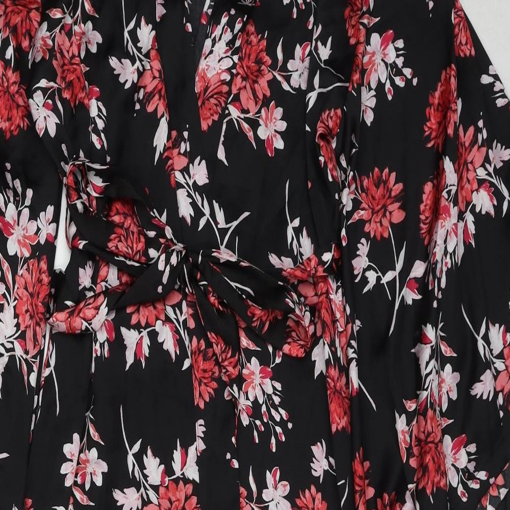 Secret Possessions Womens Multicoloured Floral Polyester Kimono Robe Size 6 Tie
