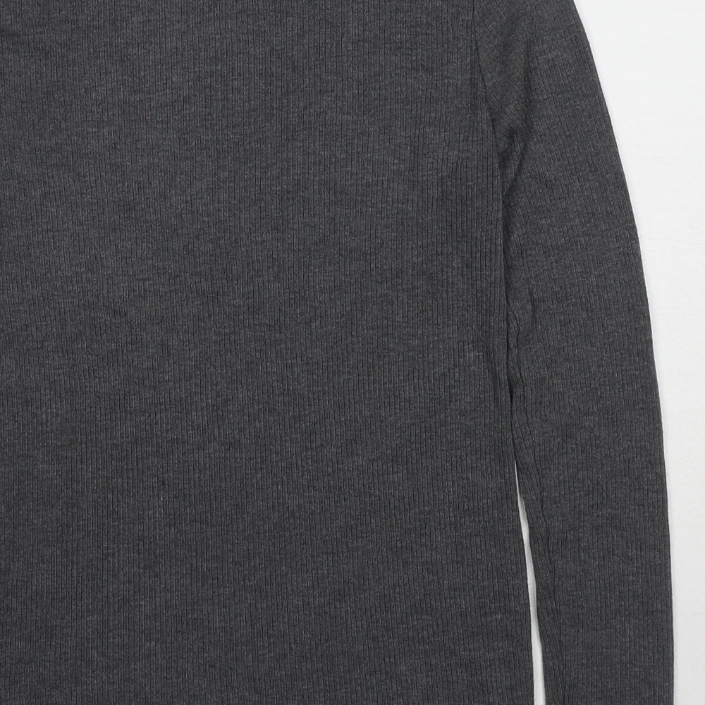 Uniqlo Womens Grey High Neck Acrylic Pullover Jumper Size L