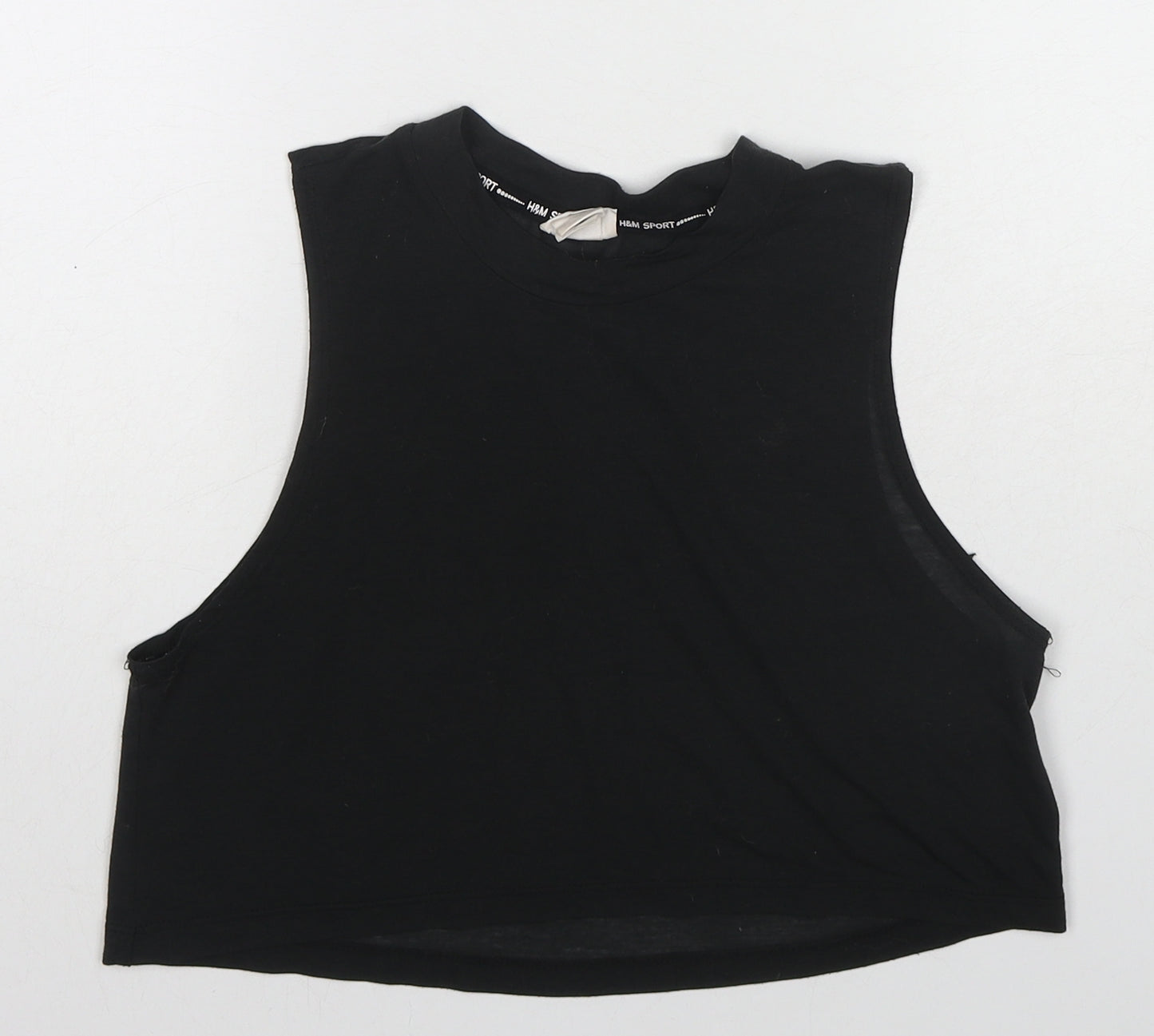 H&M Womens Black Polyester Cropped Tank Size S Crew Neck
