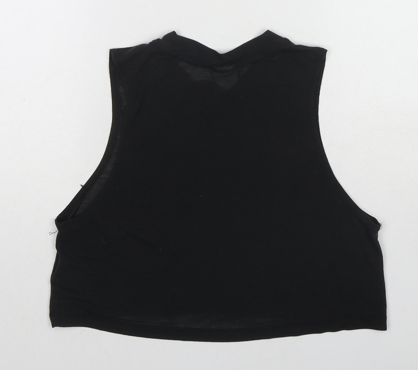 H&M Womens Black Polyester Cropped Tank Size S Crew Neck