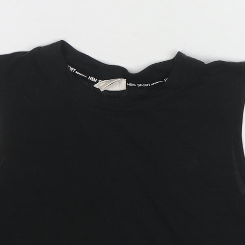 H&M Womens Black Polyester Cropped Tank Size S Crew Neck