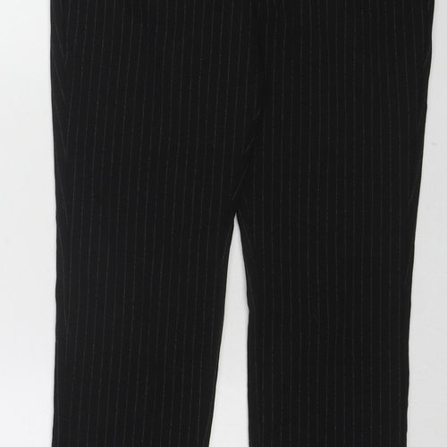 H&M Womens Black Striped Polyester Trousers Size S L27 in Regular Zip