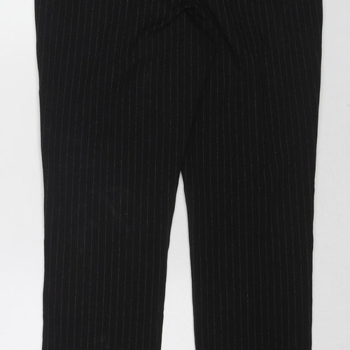 H&M Womens Black Striped Polyester Trousers Size S L27 in Regular Zip
