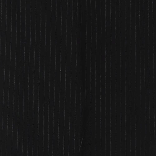 H&M Womens Black Striped Polyester Trousers Size S L27 in Regular Zip