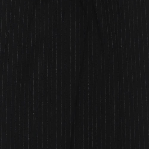 H&M Womens Black Striped Polyester Trousers Size S L27 in Regular Zip