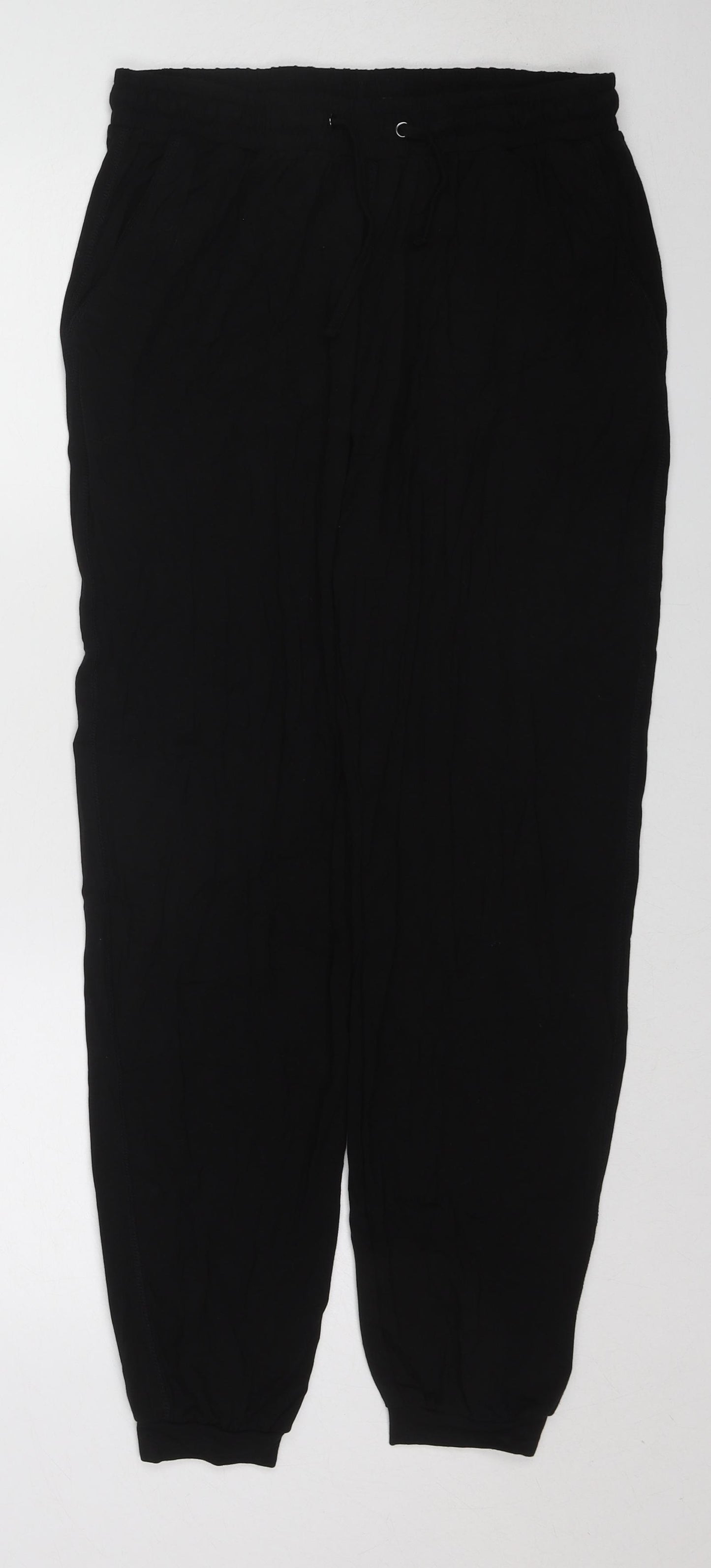 Thought Womens Black Viscose Jogger Trousers Size M L26 in Regular Drawstring