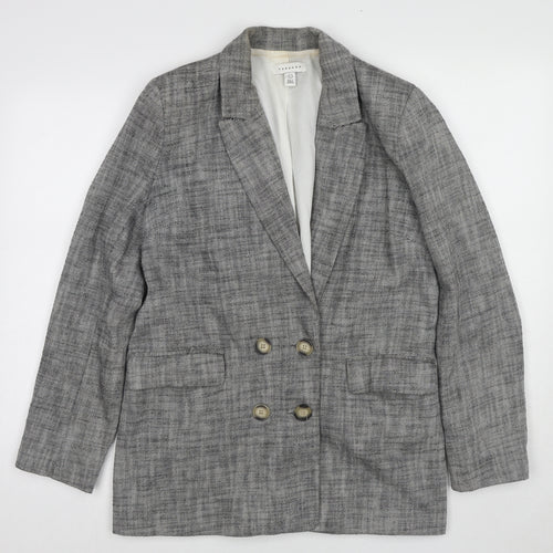 Topshop Womens Black Geometric Jacket Blazer Size 10 Button
