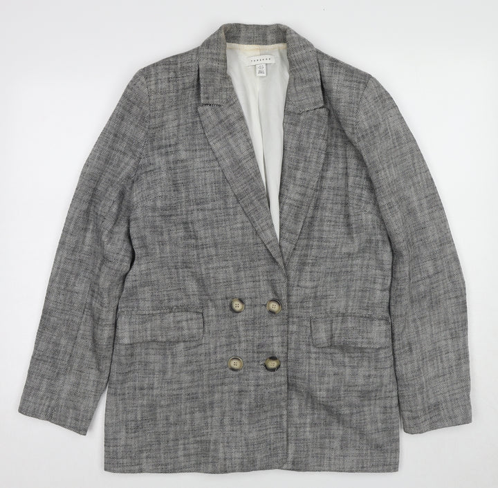 Topshop Womens Black Geometric Jacket Blazer Size 10 Button