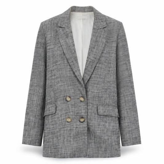 Front view of Topshop women’s black geometric jacket blazer, size UK 10, button