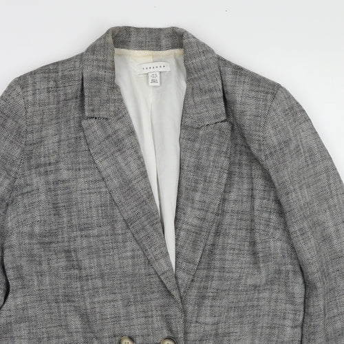 Topshop Womens Black Geometric Jacket Blazer Size 10 Button