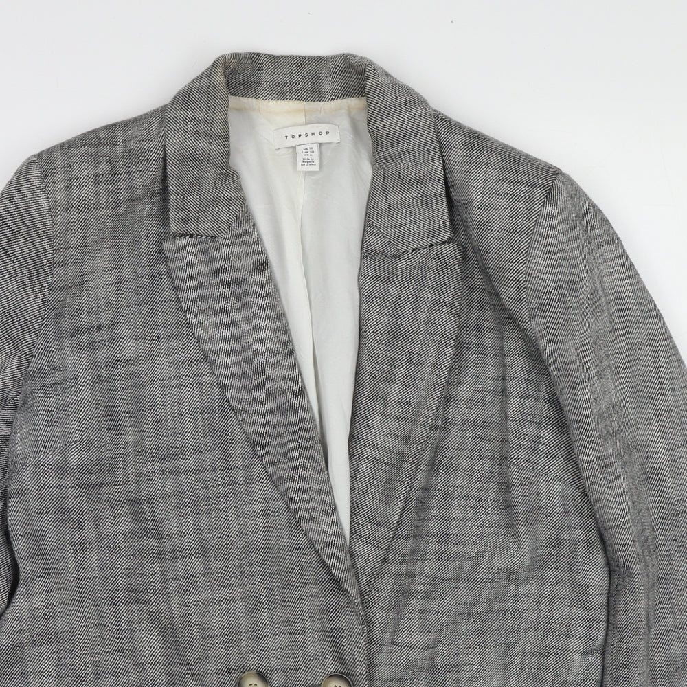 Topshop Womens Black Geometric Jacket Blazer Size 10 Button