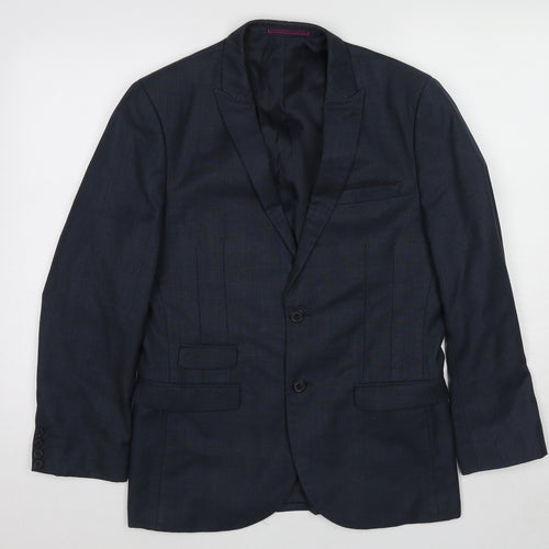 One Six 5ive Mens Blue Plaid Polyester Jacket Suit Jacket Size 38 Regular