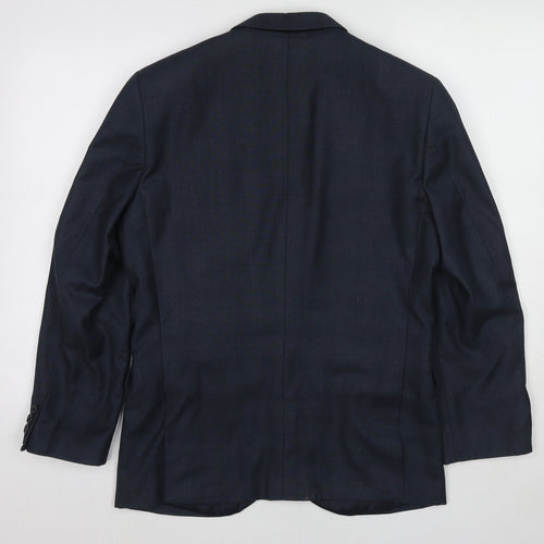 One Six 5ive Mens Blue Plaid Polyester Jacket Suit Jacket Size 38 Regular