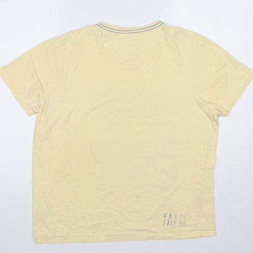 Fat Face Mens Yellow Cotton T-Shirt Size M Crew Neck