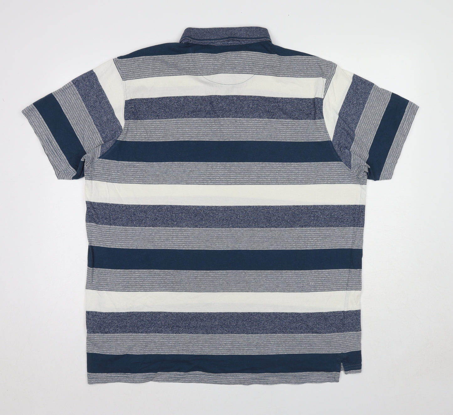 Pierre Cardin Mens Blue Striped Cotton Polo Size 3XL Collared Button