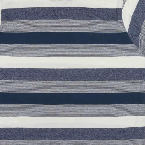 Pierre Cardin Mens Blue Striped Cotton Polo Size 3XL Collared Button