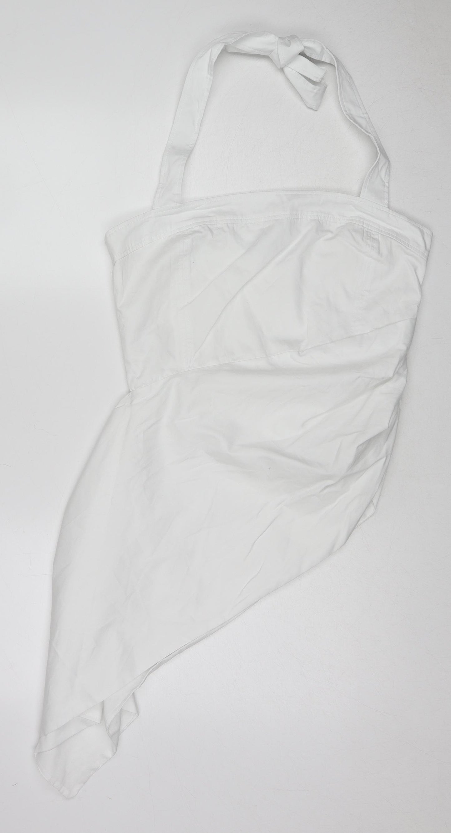 Zara Womens White Cotton Cropped Tank Size L Halter
