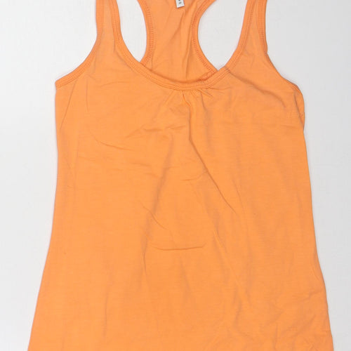 Fishbone Womens Orange Cotton Basic Tank Size M Scoop Neck