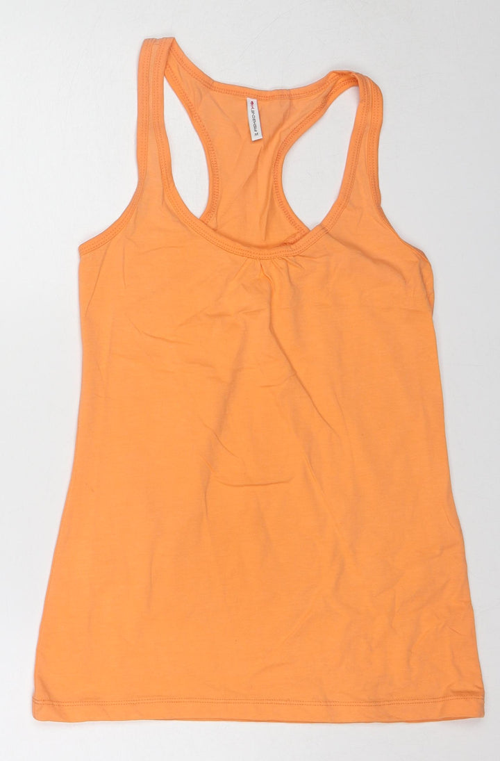 Fishbone Womens Orange Cotton Basic Tank Size M Scoop Neck