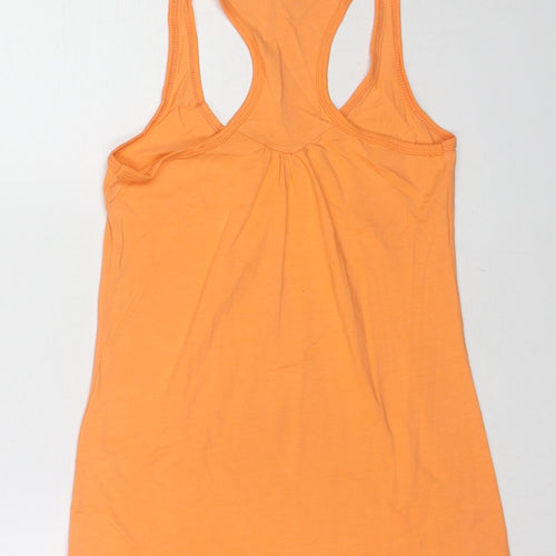 Fishbone Womens Orange Cotton Basic Tank Size M Scoop Neck