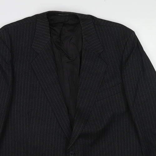 St Michael Mens Black Striped Wool Jacket Suit Jacket Size 44 Regular