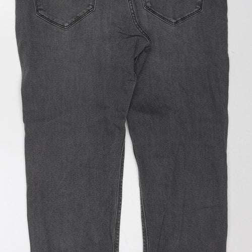 Marks and Spencer Mens Grey Cotton Straight Jeans Size 34 in L29 in Regular Zip