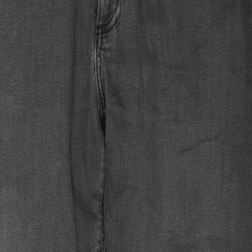 Marks and Spencer Mens Grey Cotton Straight Jeans Size 34 in L29 in Regular Zip