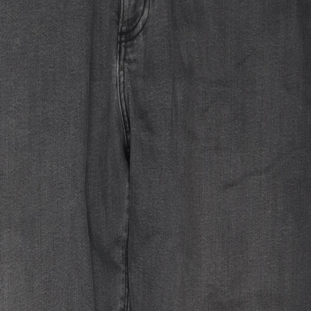Marks and Spencer Mens Grey Cotton Straight Jeans Size 34 in L29 in Regular Zip