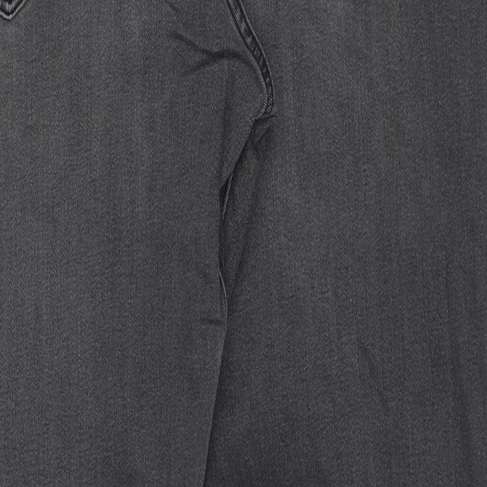 Marks and Spencer Mens Grey Cotton Straight Jeans Size 34 in L29 in Regular Zip